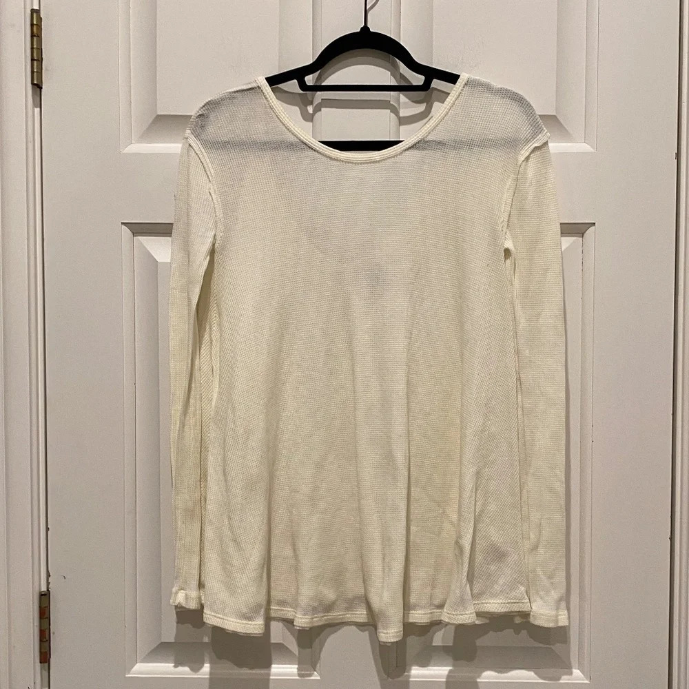 Free People waffle thermal Scoop Neck long sleeve shirt 16291 - Picture 1 of 8